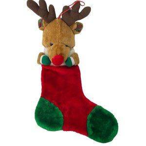 Vintage Western Home Plush Rudolph Stuffed Animal Christmas Stocking